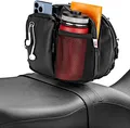 The backrest organizer for motorcycle has 2 waterproof zippered pockets and 1 mesh pocket for drinks, which can give you a place to store your phone and cups while riding. KEMIMOTO motorcycle driver backrest bag also has an additional headphone jack.